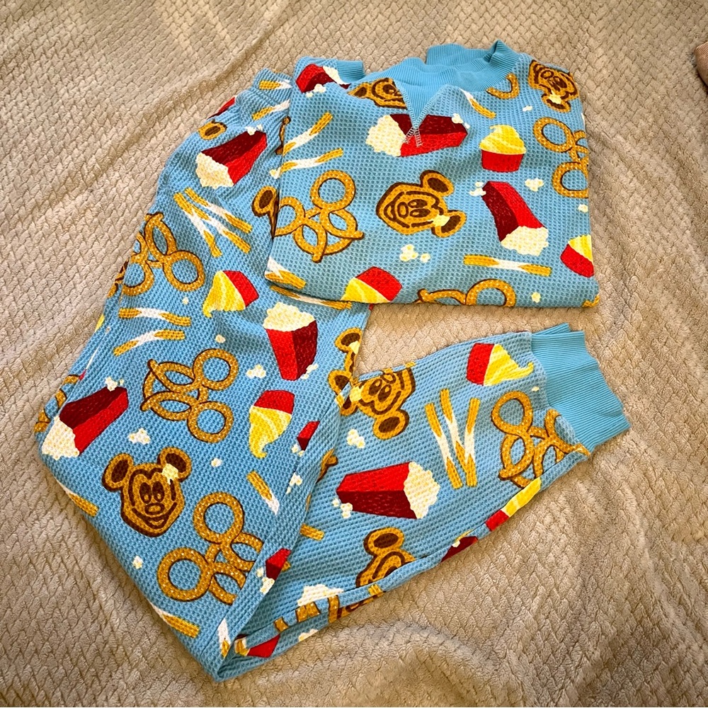 Disney Blue Snack Print Waffle Knit Lounge Set